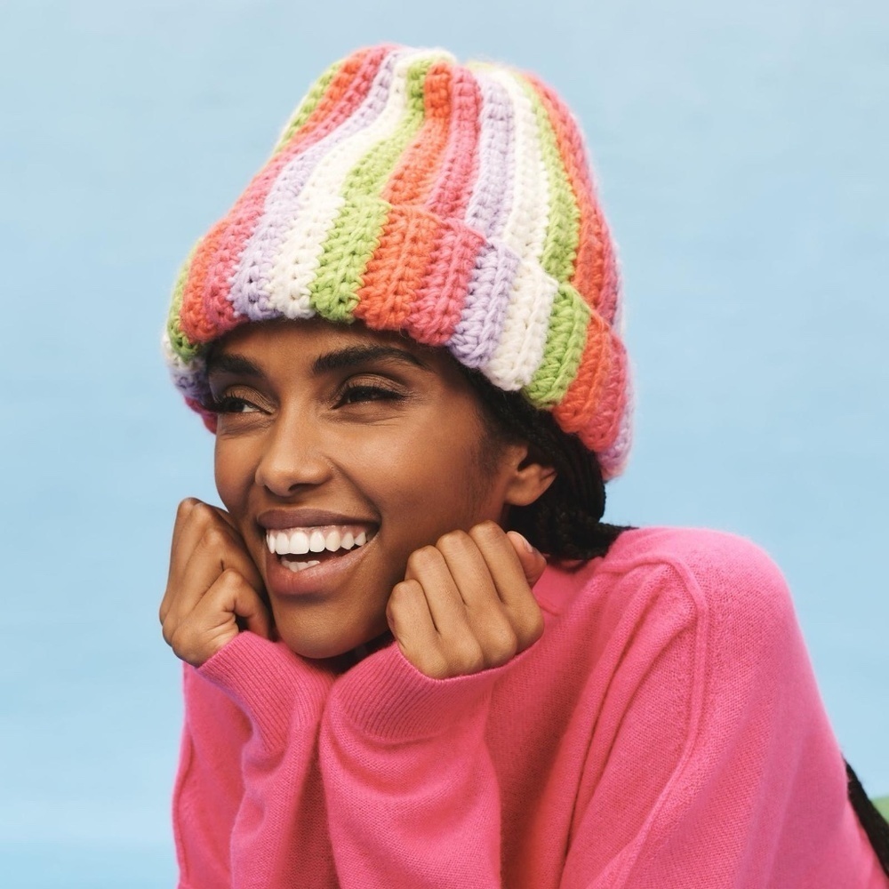 NWT Anthropologie Chunky Stripe Beanie